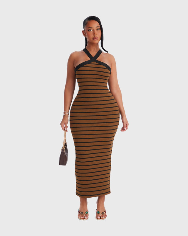 BOLD STRIPE MAXI DRESS - vista posterior