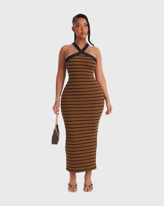 BOLD STRIPE MAXI DRESS - vista posterior