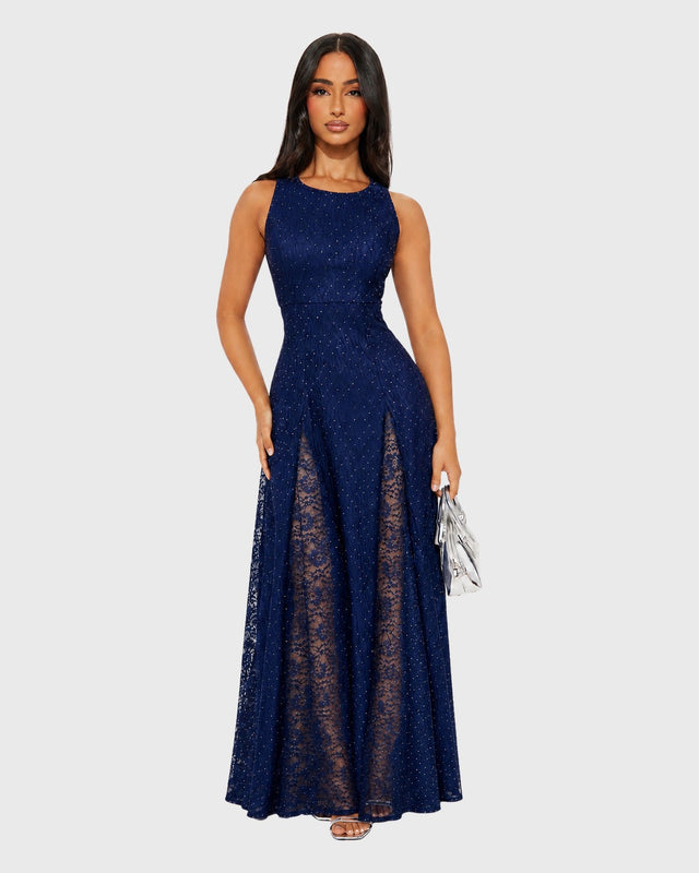 MIDNIGHT LACE MAXI DRESS - vista frontal