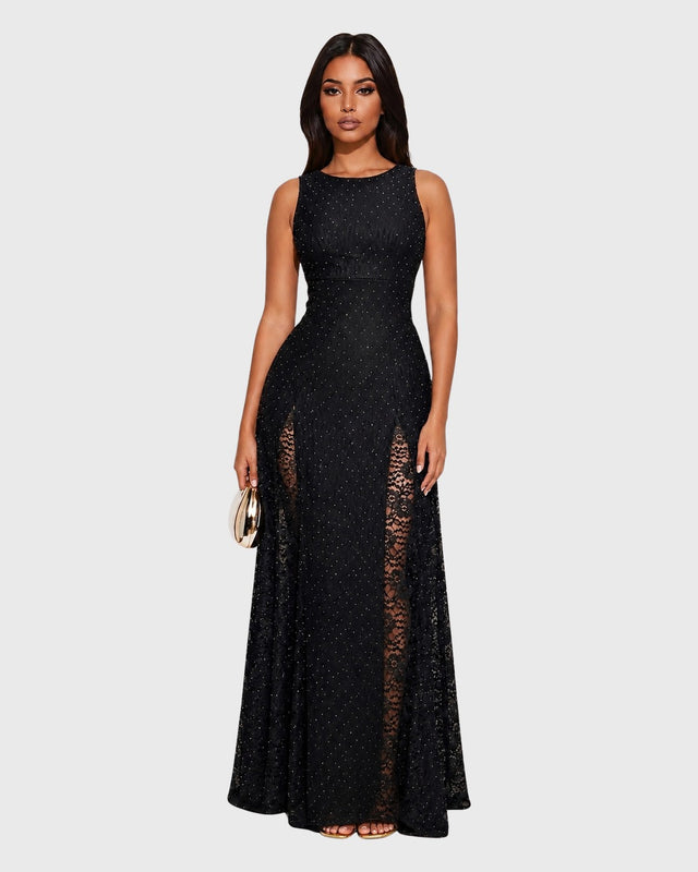 MIDNIGHT LACE MAXI DRESS - vista frontal