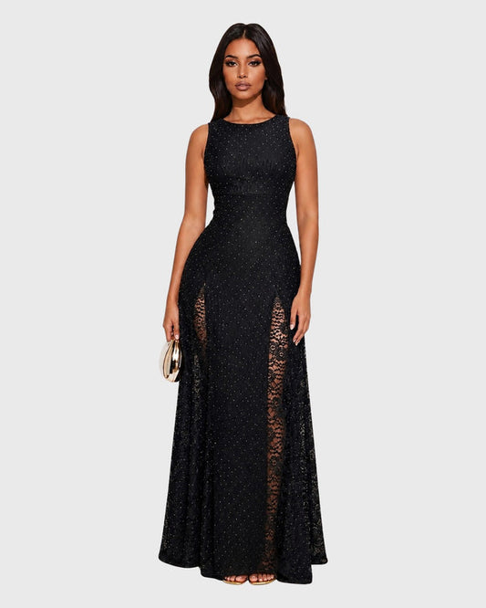 MIDNIGHT LACE MAXI DRESS - vista frontal
