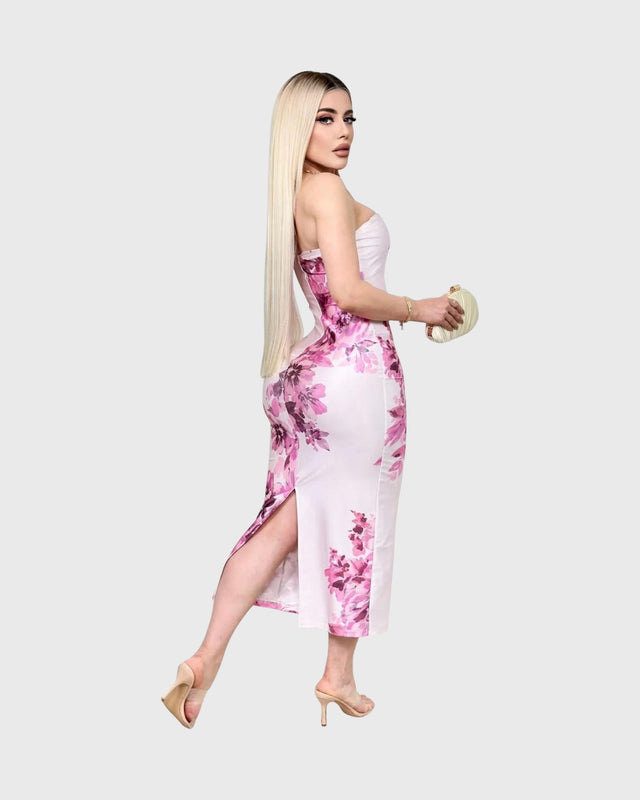 BLUSHING PEONY MIDI DRESS - vista posterior