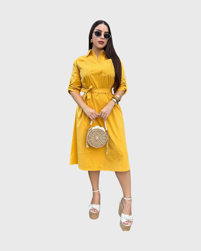GOLDEN SUNRISE MIDI DRESS - vista frontal