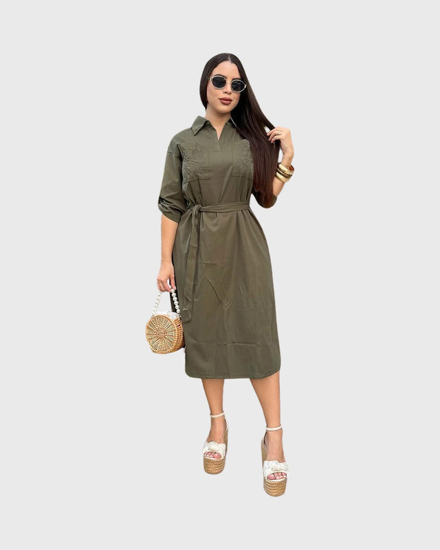 GOLDEN SUNRISE MIDI DRESS - vista frontal