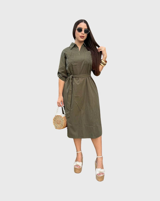 GOLDEN SUNRISE MIDI DRESS - vista frontal