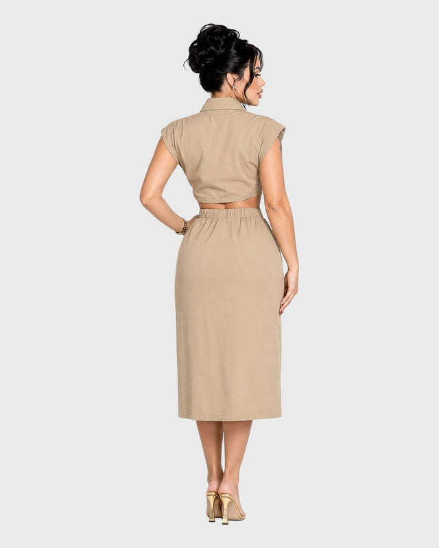 SILKEN HORIZON MIDI DRESS - vista posterior