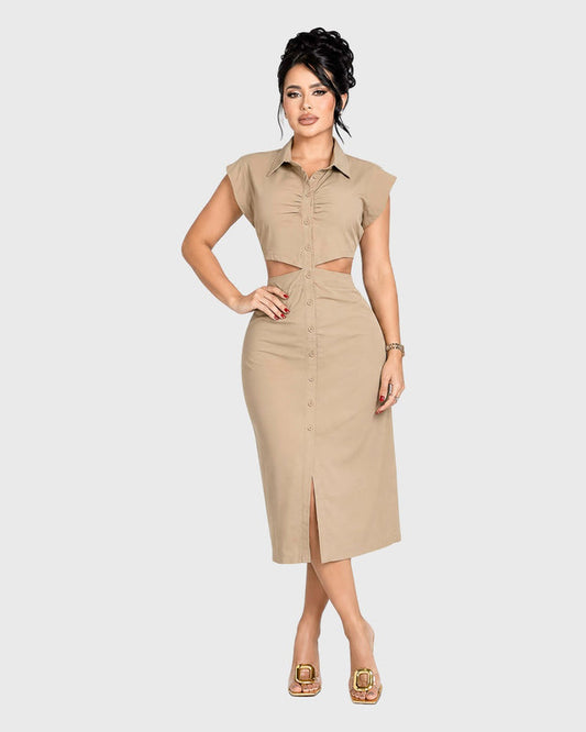 SILKEN HORIZON MIDI DRESS - vista frontal