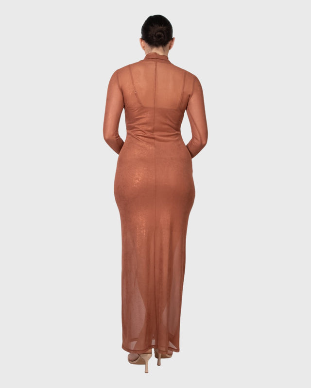 GOLDEN BREEZE MIDI DRESS - vista posterior