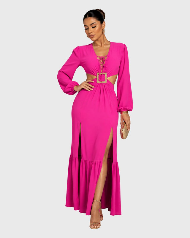 BLOOMING SERENITY MIDI DRESS - vista frontal