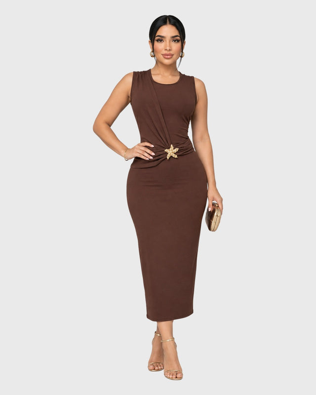 GOLDEN REVERIE MAXI DRESS - vista frontal