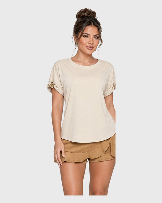 Belle T-Shirt Beige para mujer - vista frontal