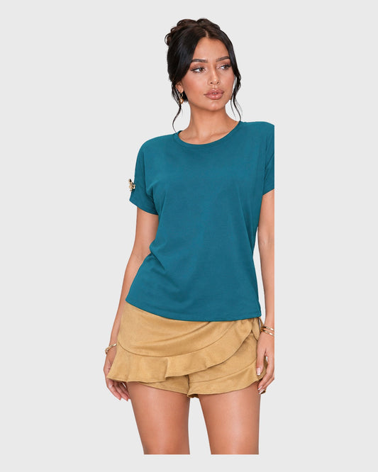 Belle T-Shirt Turquesa para mujer - vista frontal