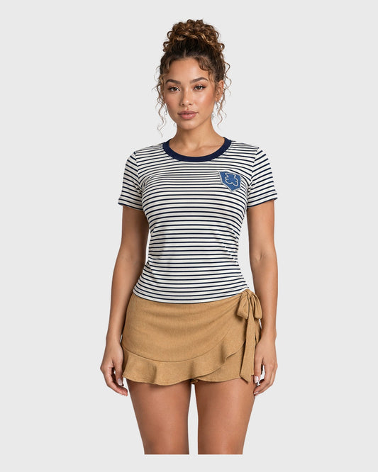 Bear T-Shirt Rayas Negras para mujer - vista frontal