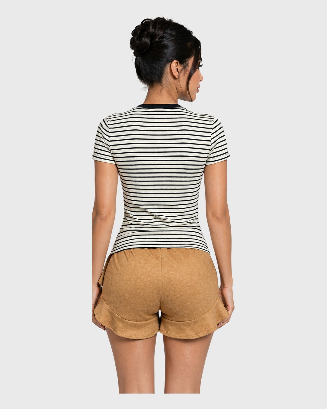 Bear T-Shirt Rayas Verdes para mujer - vista posterior