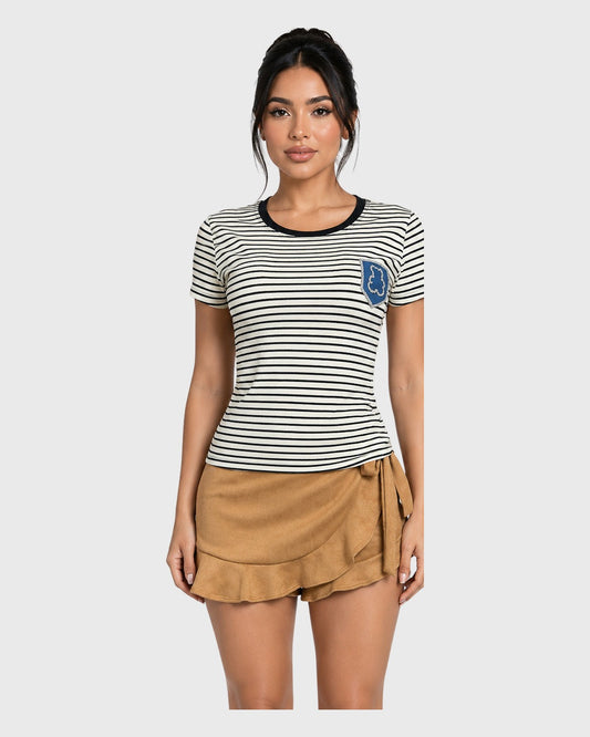 Bear T-Shirt Rayas Verdes para mujer - vista frontal