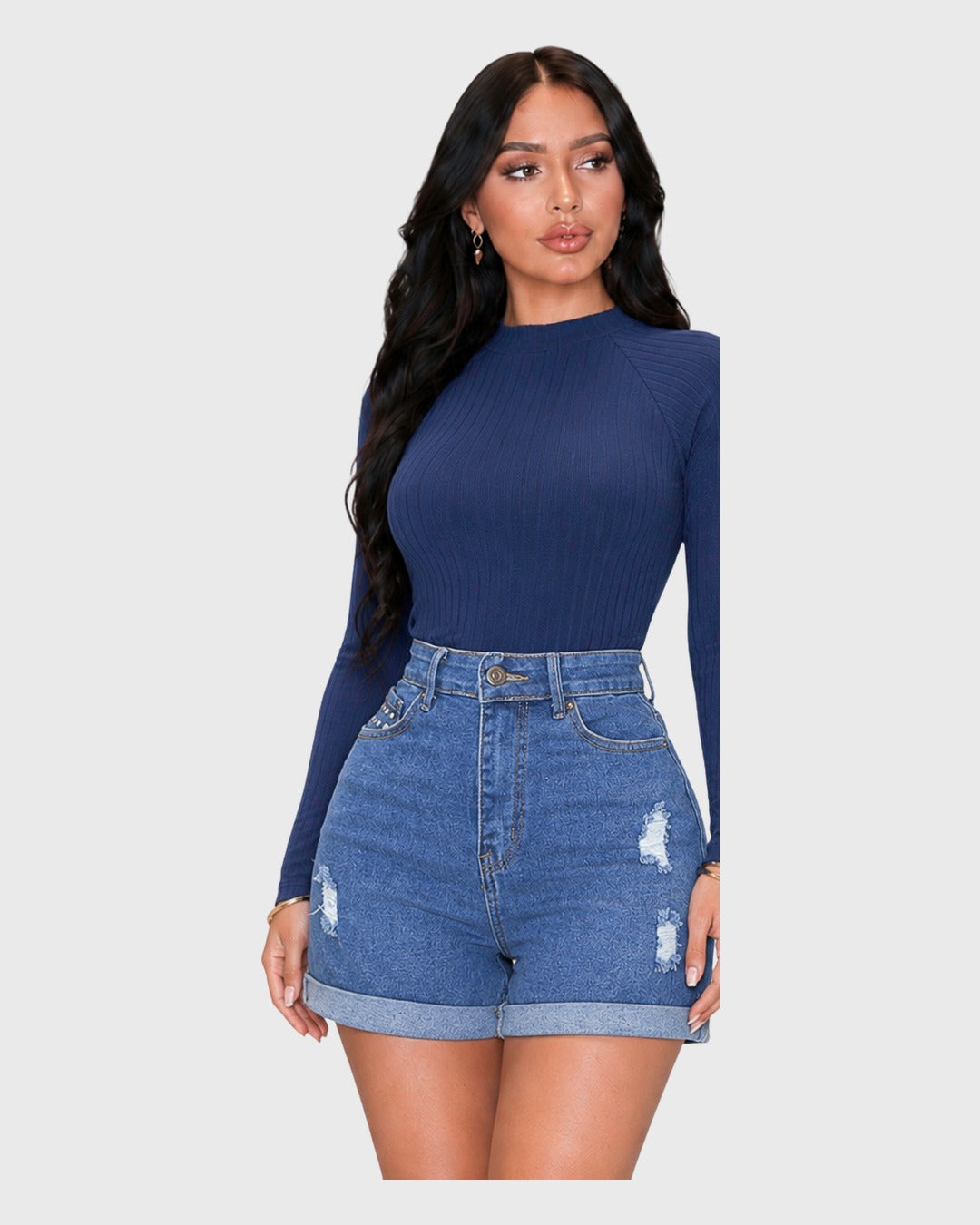Kimberly Rib Bodysuit Azul para mujer - vista frontal