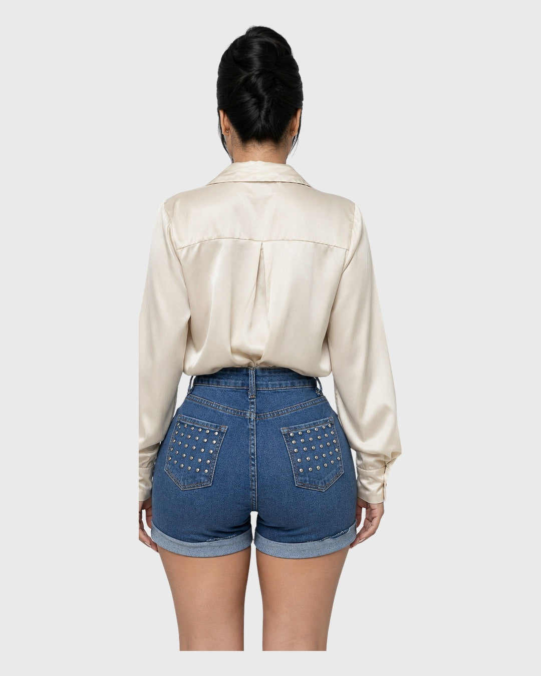Elena Satin Bodysuit Crema para mujer - vista posterior