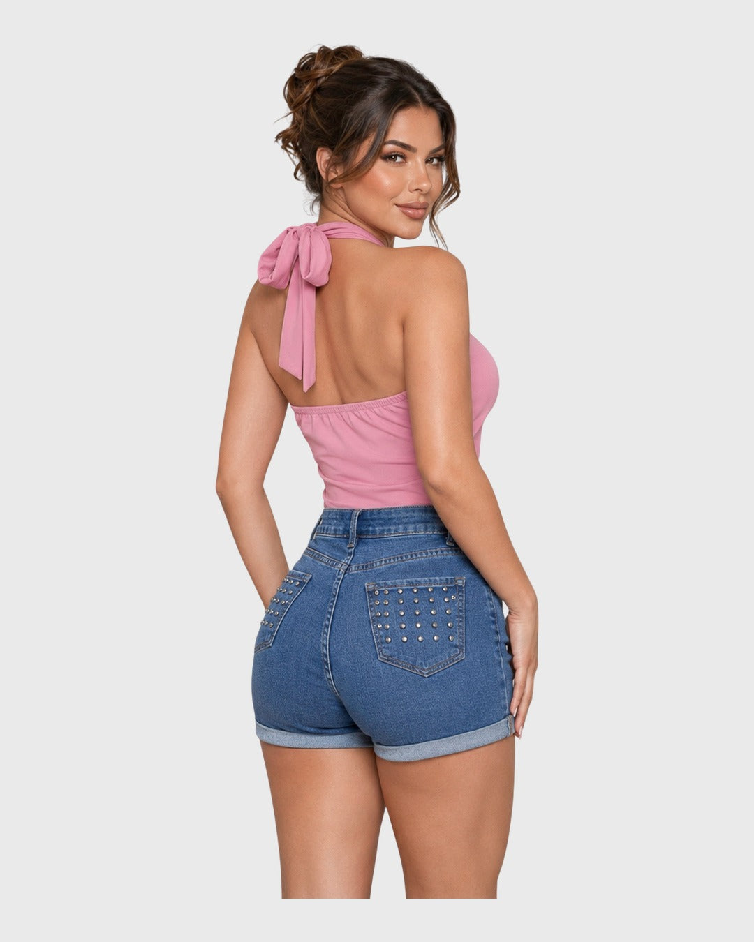 Halter Charm Body Rosado para mujer - vista posterior