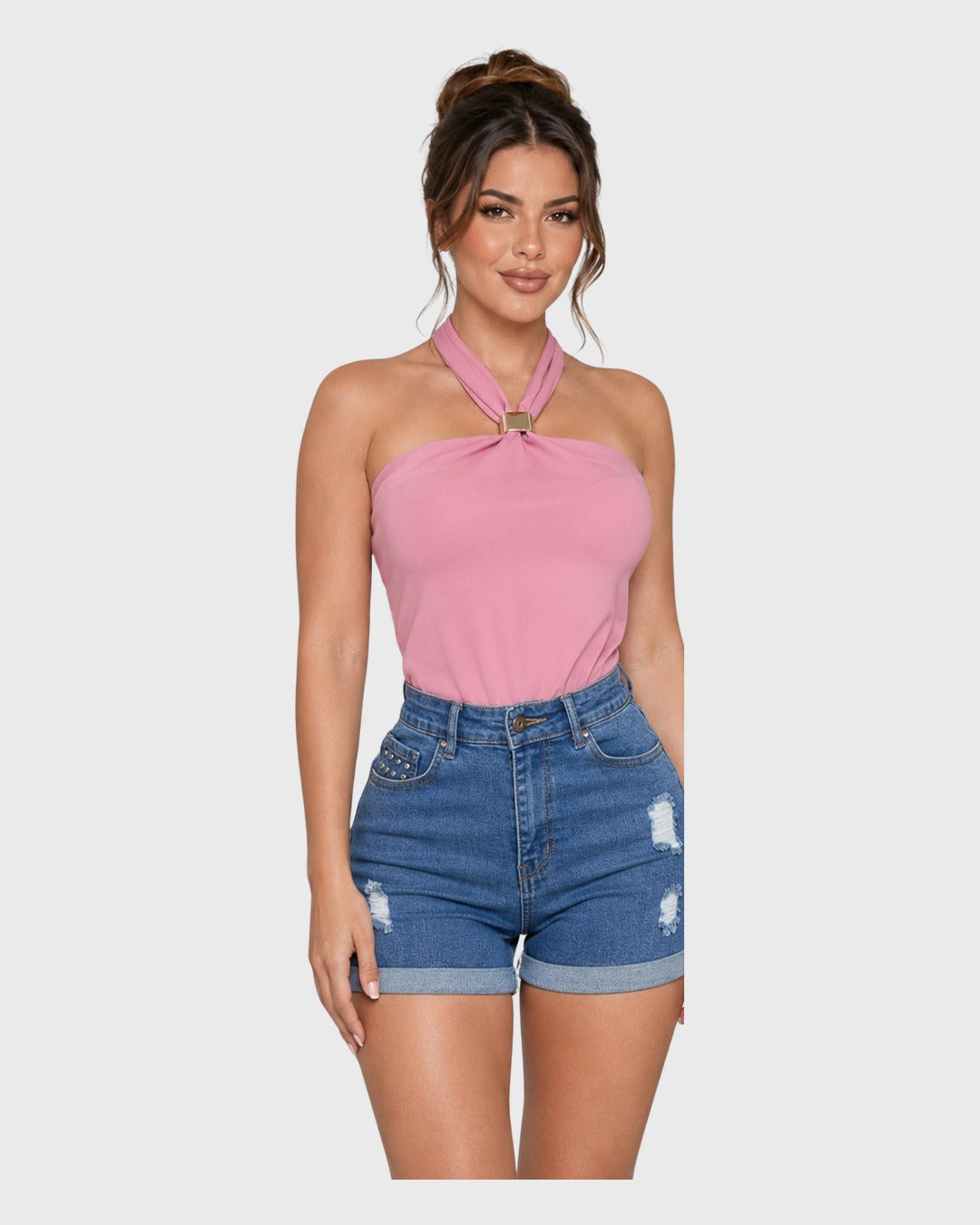 Halter Charm Body Rosado para mujer - vista frontal
