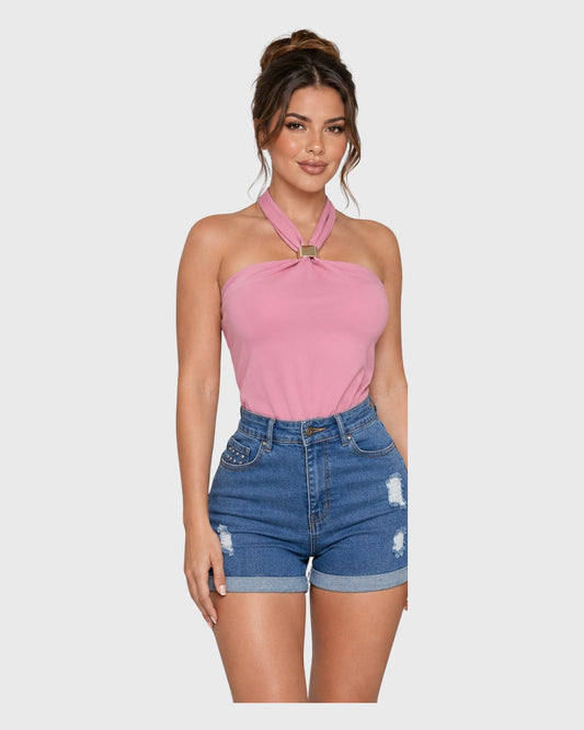 Halter Charm Body Rosado para mujer - vista frontal