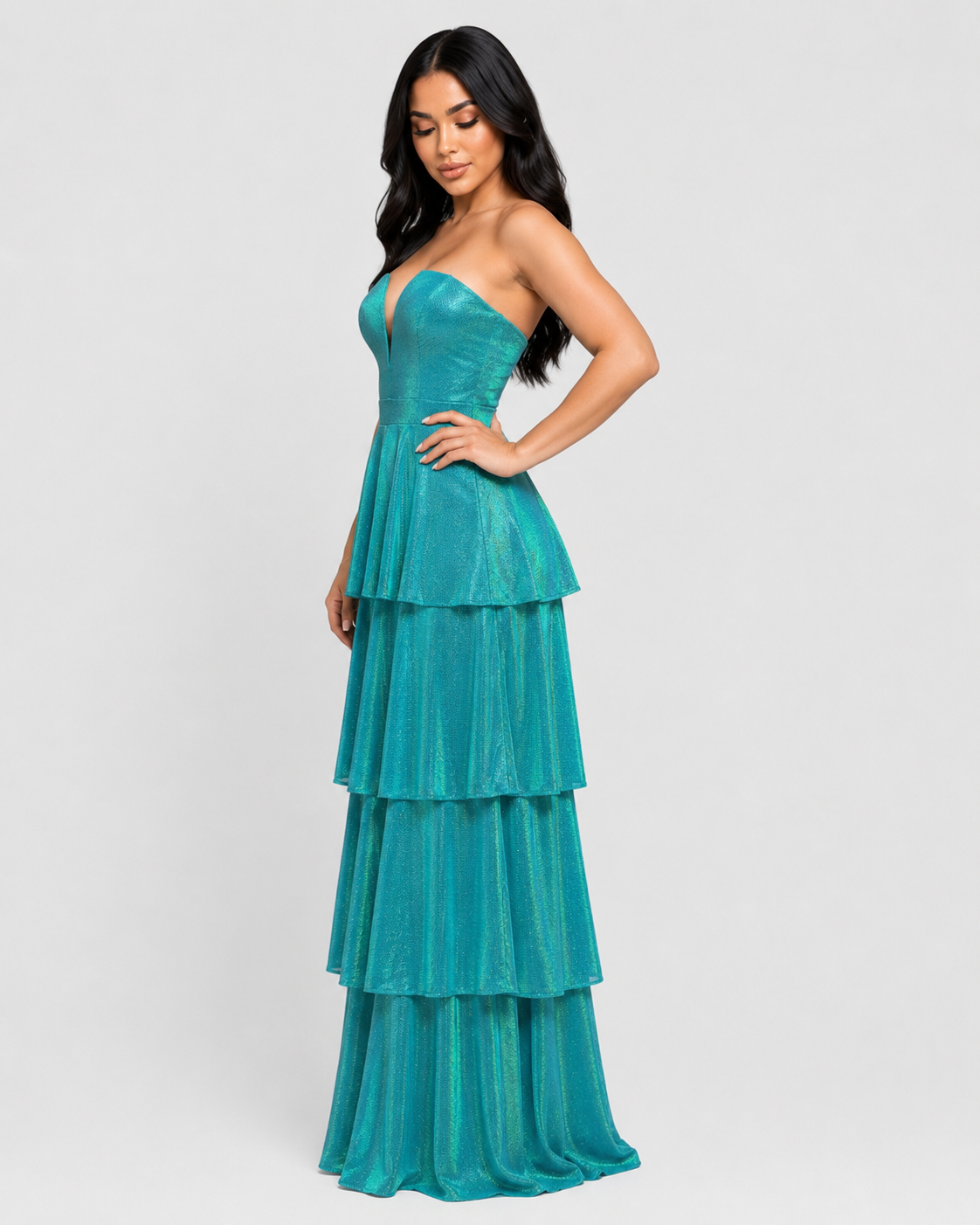 VESTIDO DE GALA CASCADE - AQUA