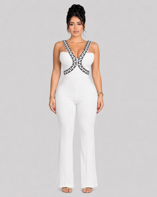 Jumpsuit Azteca - Blanco y Negro