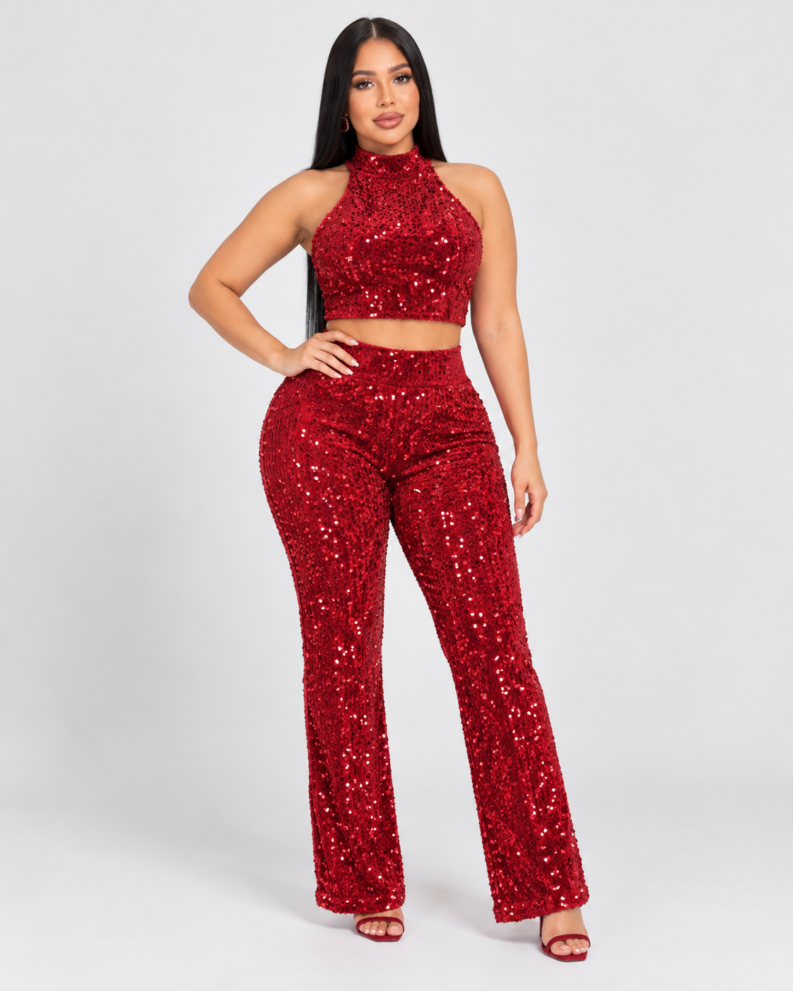 Conjunto de Lentejuelas Evora - Rojo
