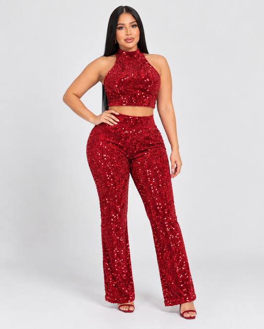 Conjunto de Lentejuelas Evora - Rojo
