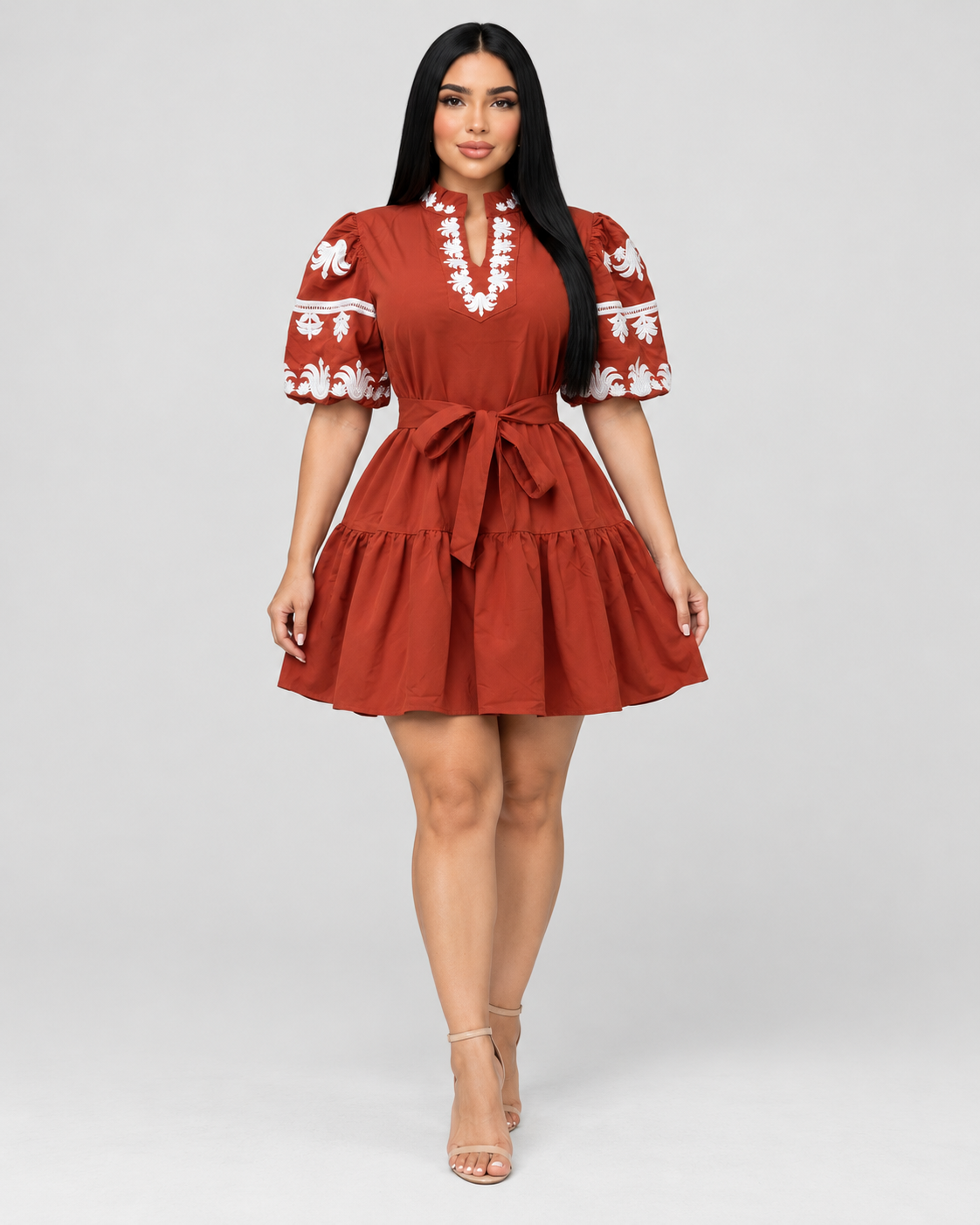 Vestido Corto Fiorela - Terracota