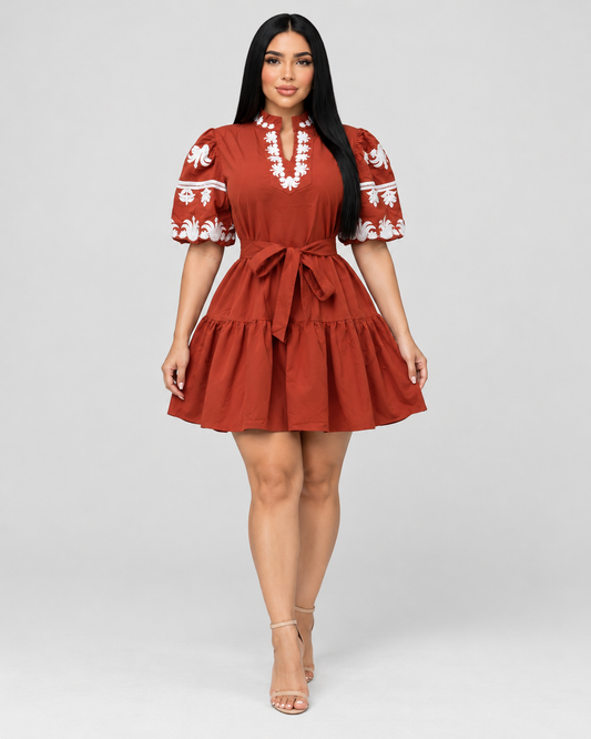 Vestido Corto Fiorela - Terracota