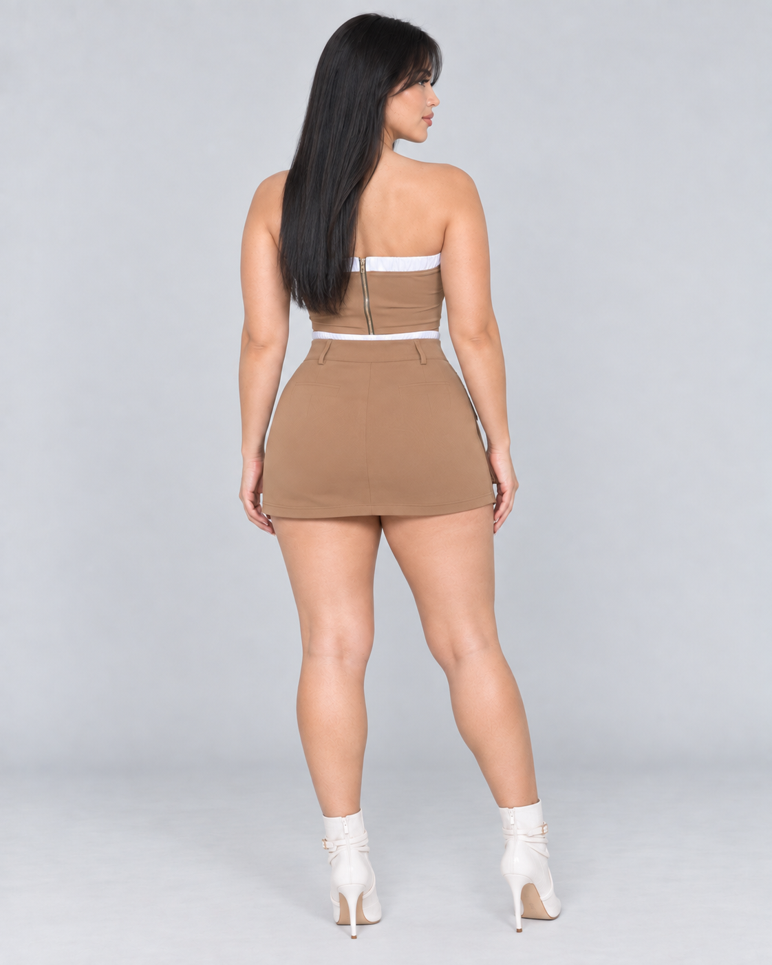 Conjunto Monroe - Taupe y Blanco - vista posterior