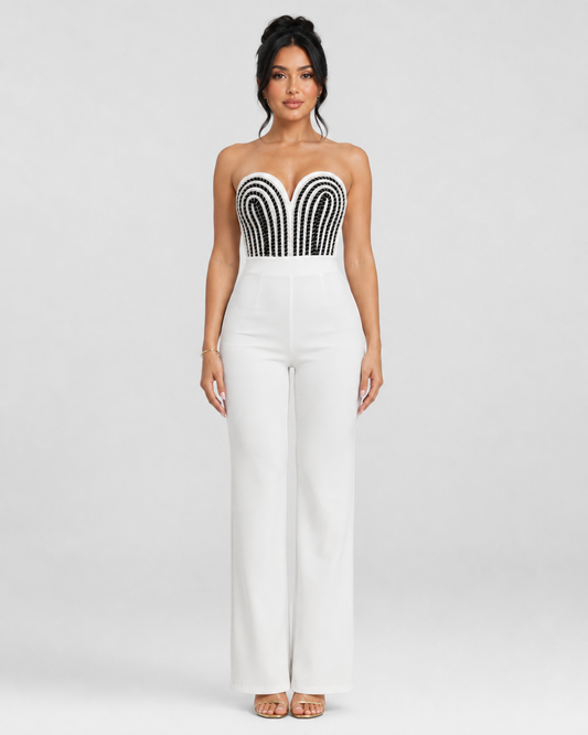 Jumpsuit Nudo Metálico - Blanco