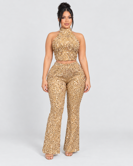 Conjunto de Lentejuelas Evora - Dorado