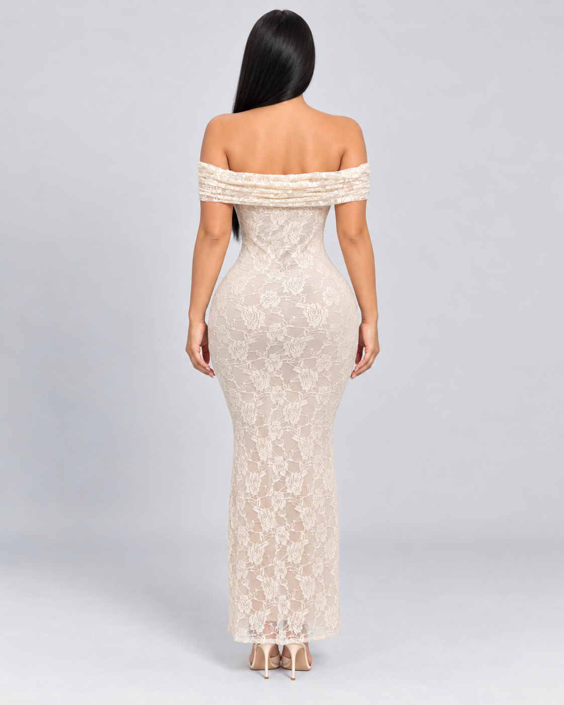 Vestido midi Ivory Lace - Marfil - Vista posterior