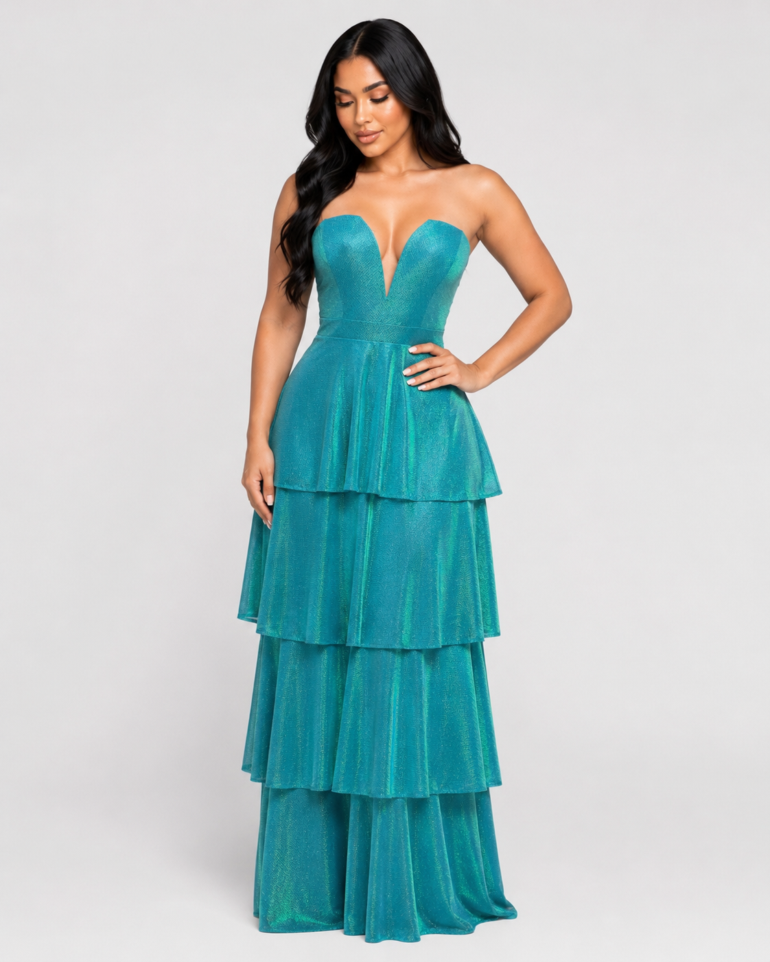 VESTIDO DE GALA CASCADE - AQUA