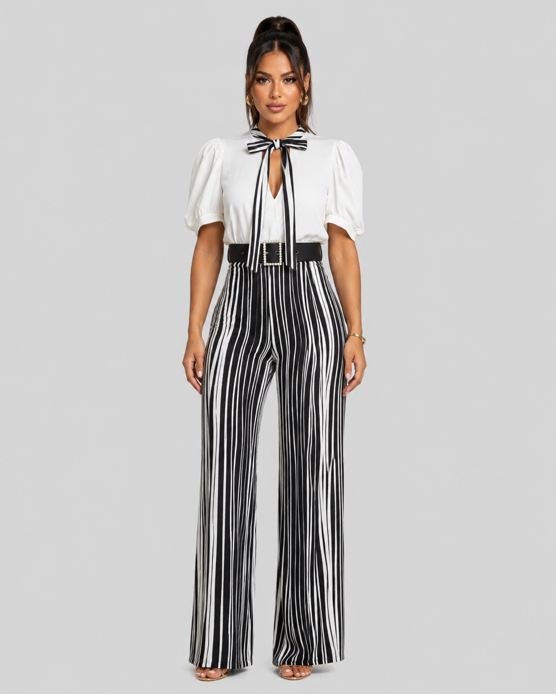 Jumpsuit Líneas - Blanco y Negro