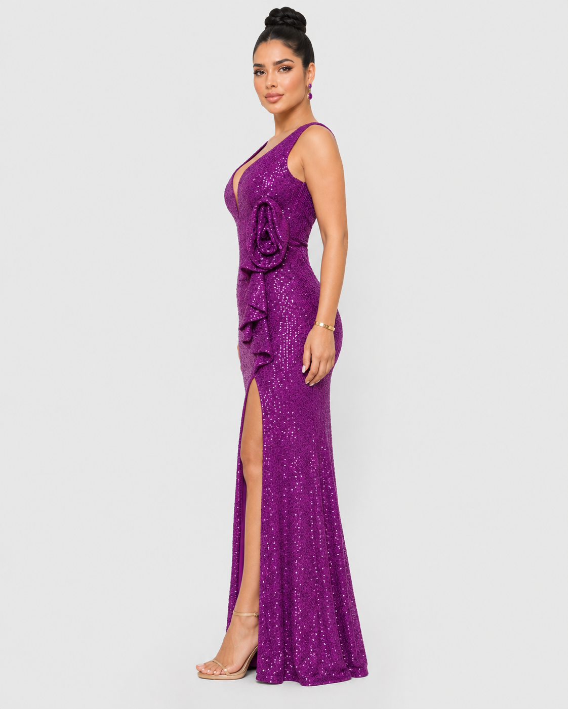 Vestido de Gala Fuchsia Ruffle - Magenta