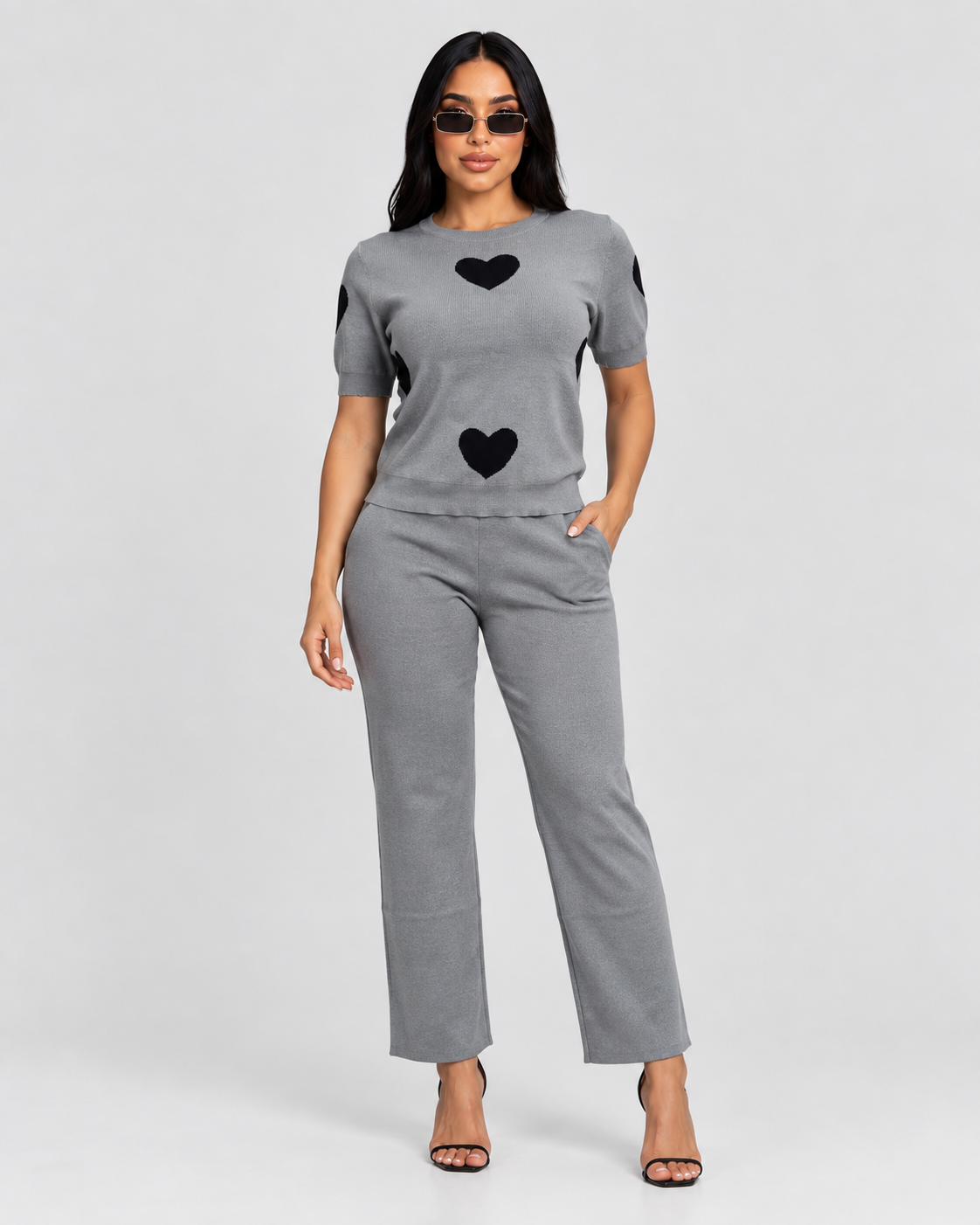 Conjunto Corazones Elara - Gris