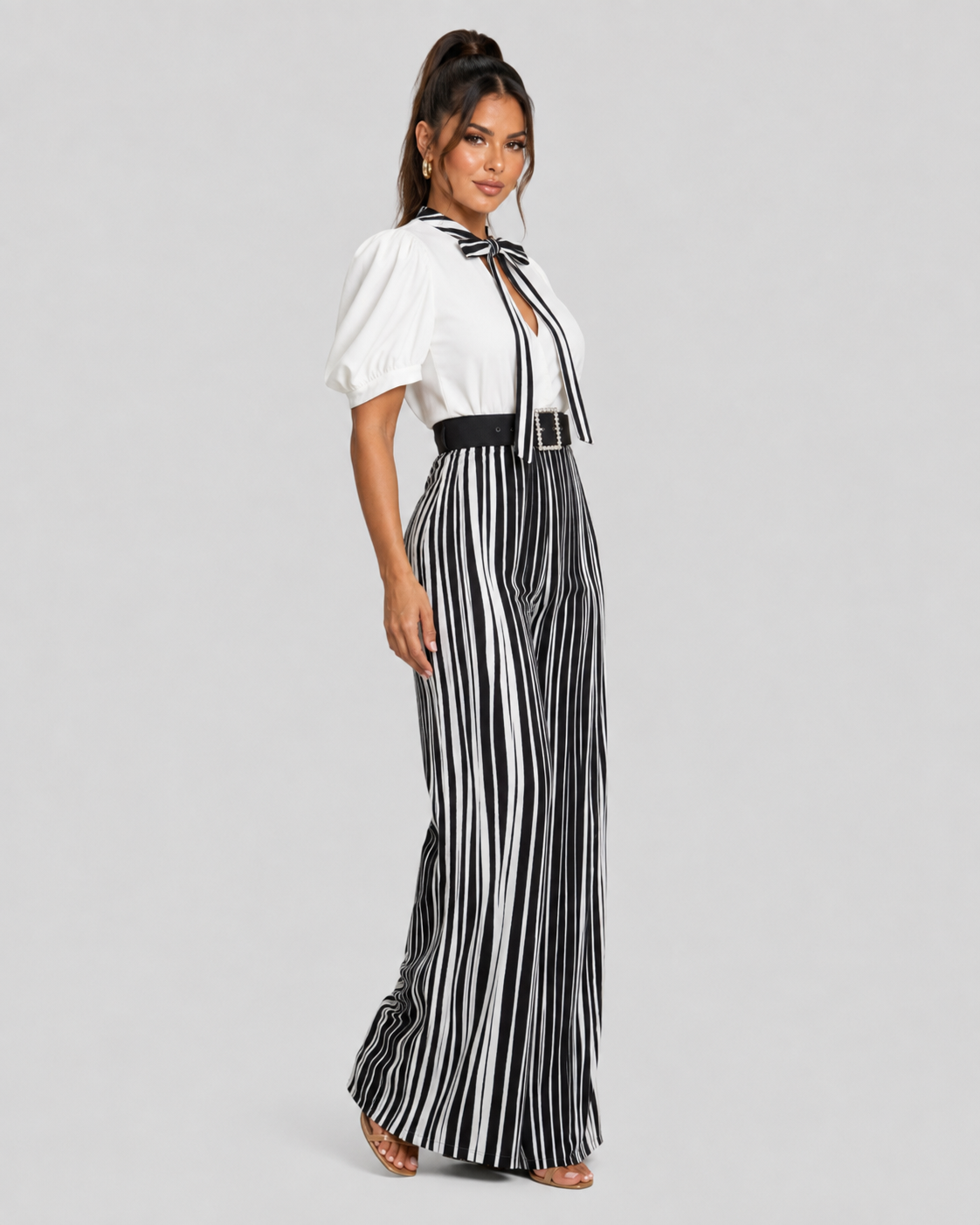 Jumpsuit Líneas - Blanco y Negro
