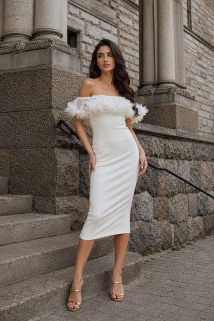 VESTIDO MIDI VENECIA - BLANCO - FRENTE