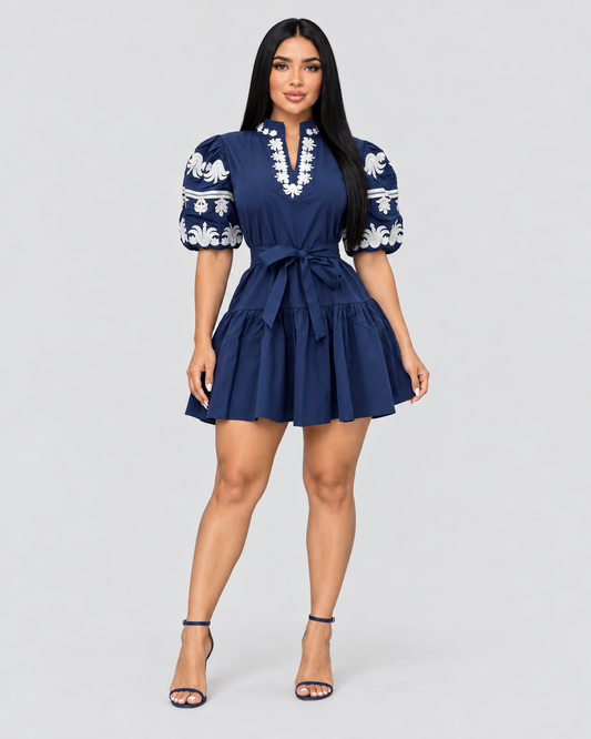 Vestido Corto Fiorela - Azul
