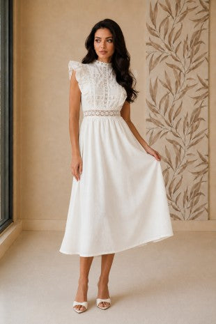 VESTIDO LARGO DAISY - BLANCO - FRENTE