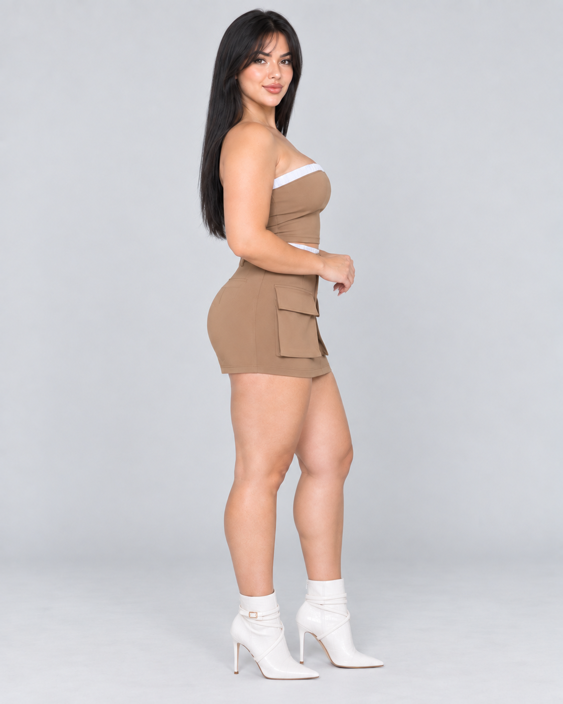 Conjunto Monroe - Taupe y Blanco - vista lateral