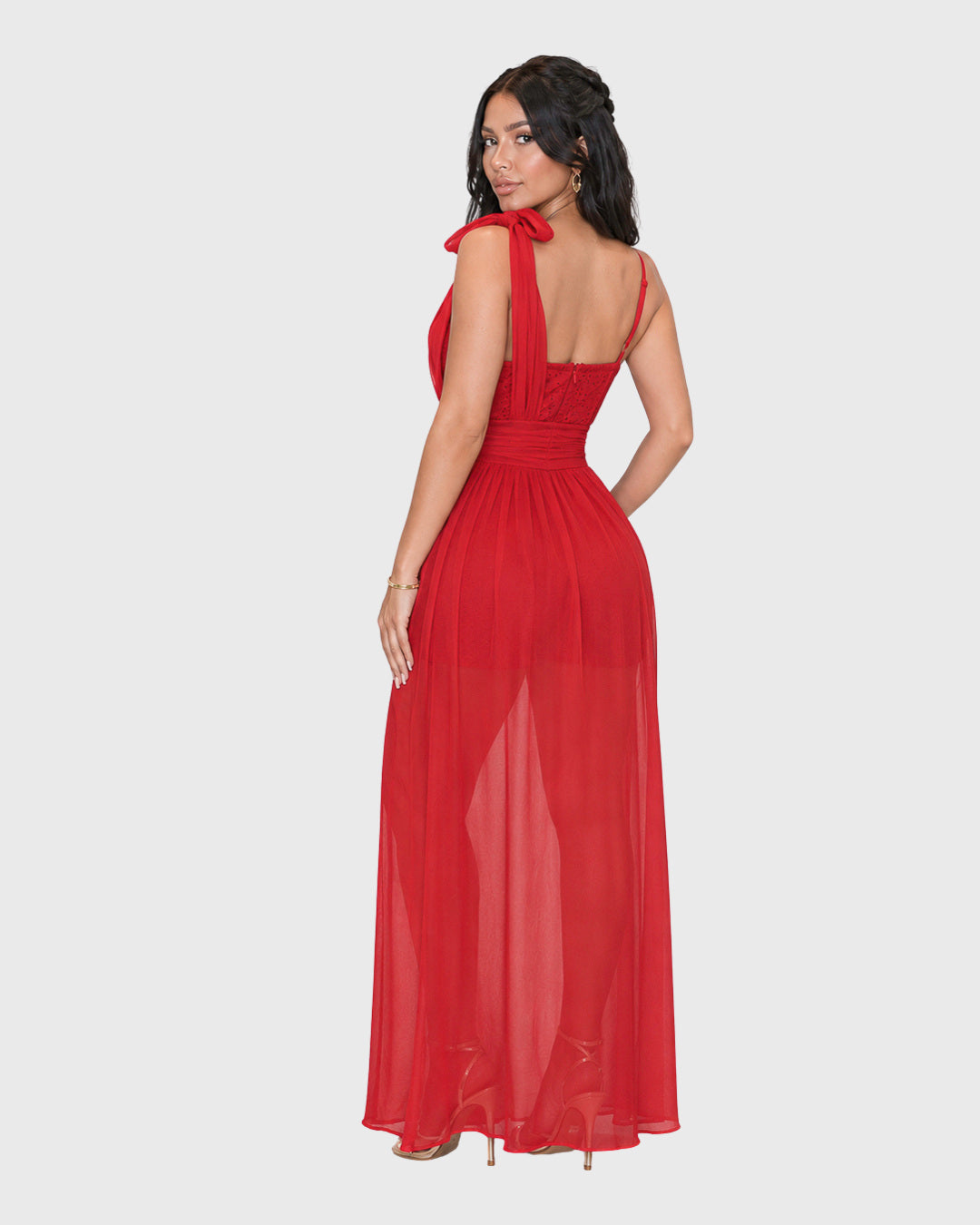 GRAND ENTRANCE CHIFFON ROMPER - RED