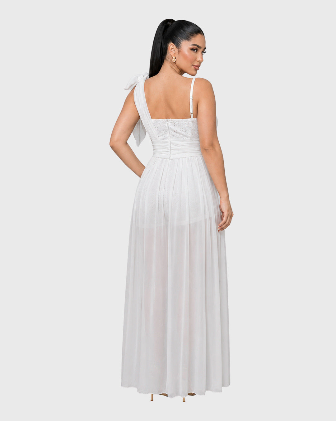 GRAND ENTRANCE CHIFFON ROMPER - WHITE