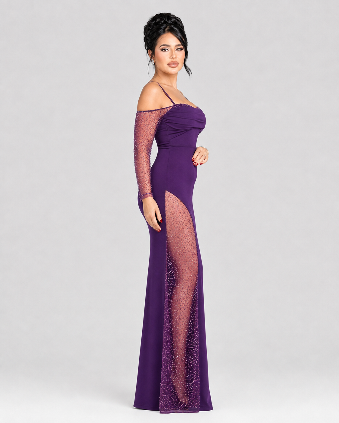VIOLET BEADED - MORADO VESTIDO DE GALA