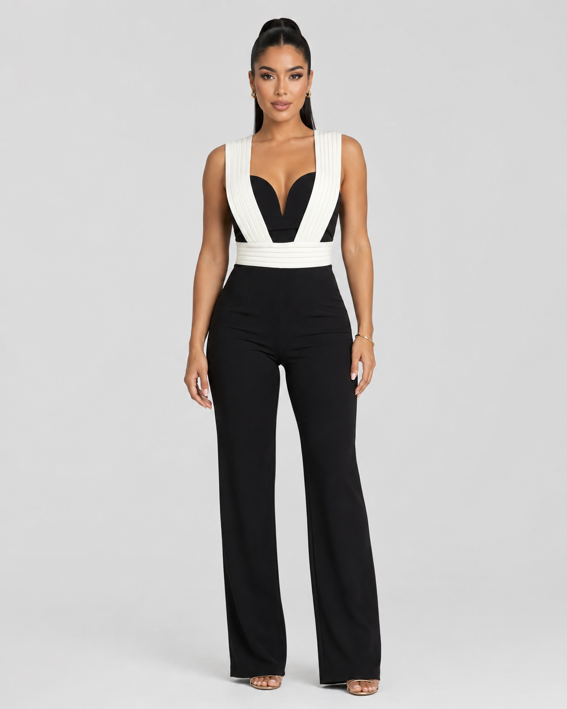 Jumpsuit Plisado - Negro y Blanco
