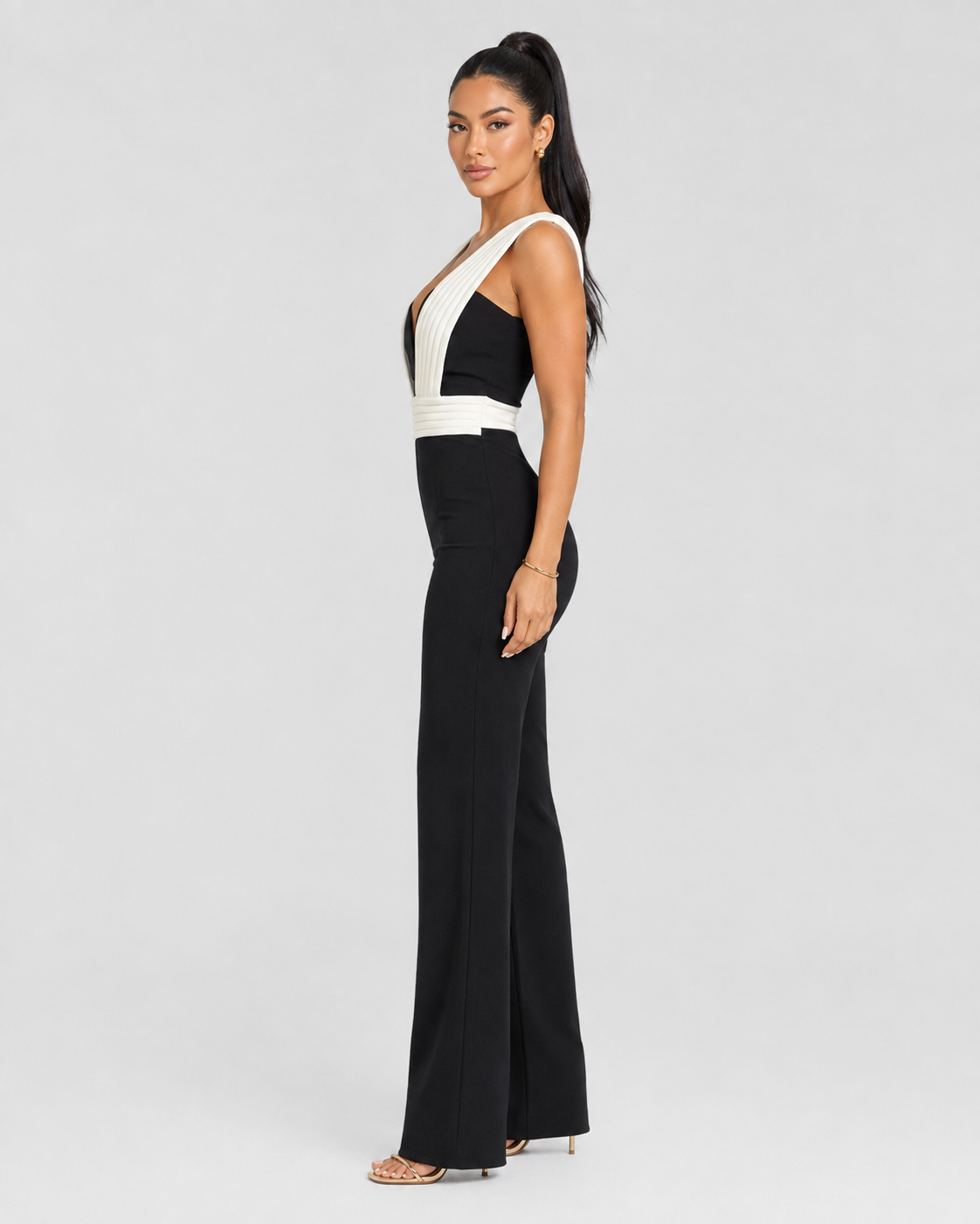 Jumpsuit Plisado - Negro y Blanco