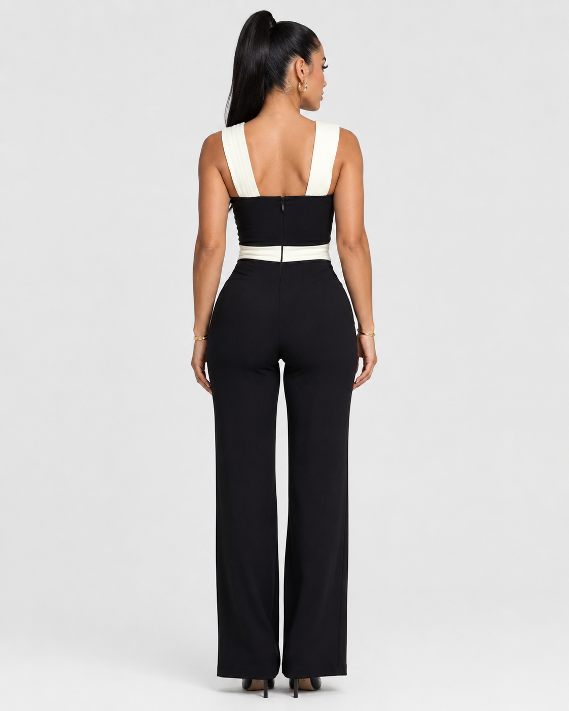 Jumpsuit Plisado - Negro y Blanco