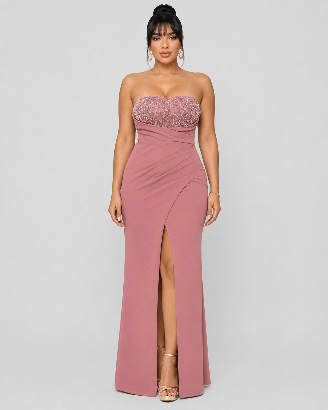 Vestido de Gala Glam - Rosa Palo